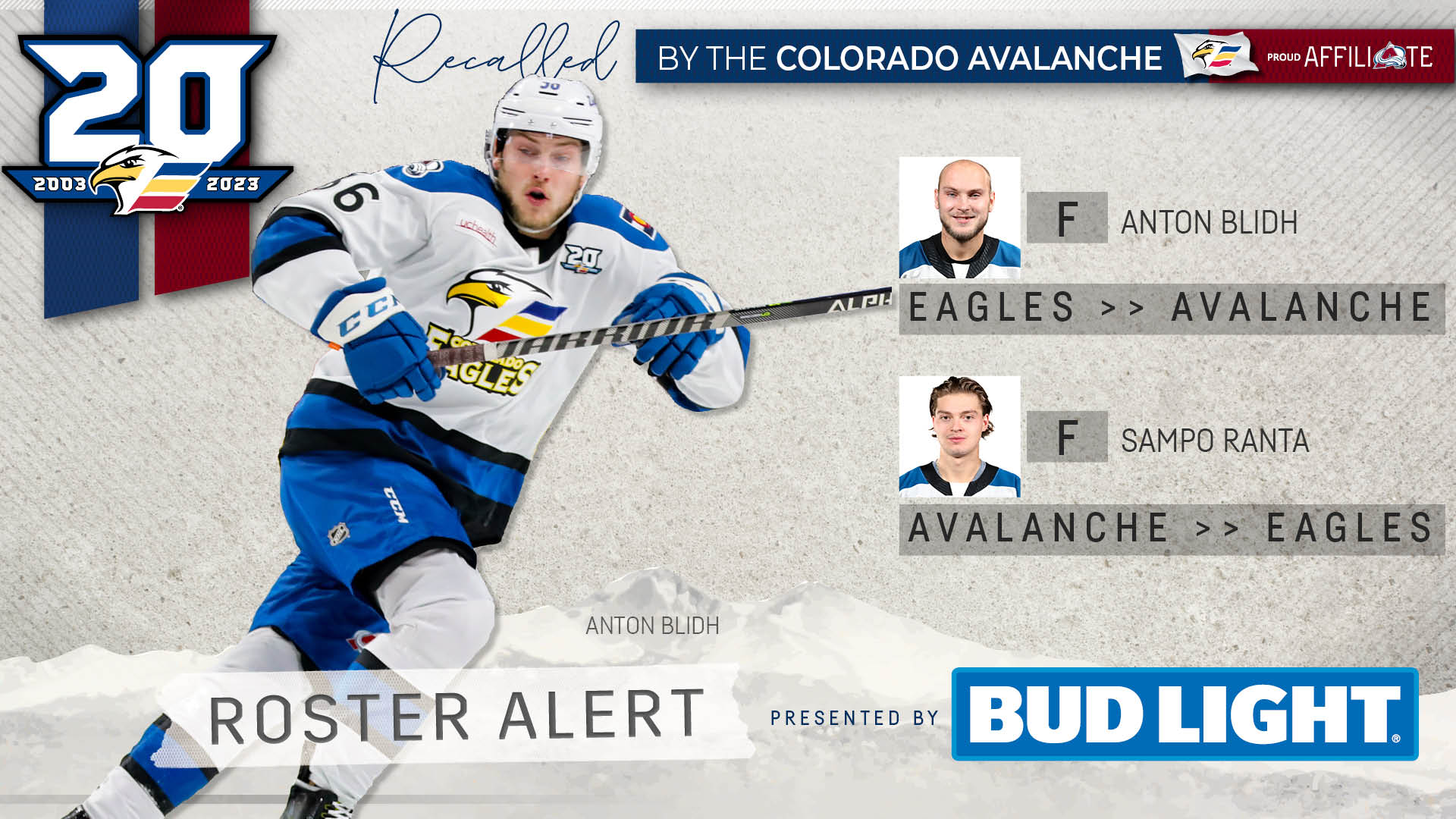 Colorado Eagles - ROSTER ALERT: The Colorado Avalanche