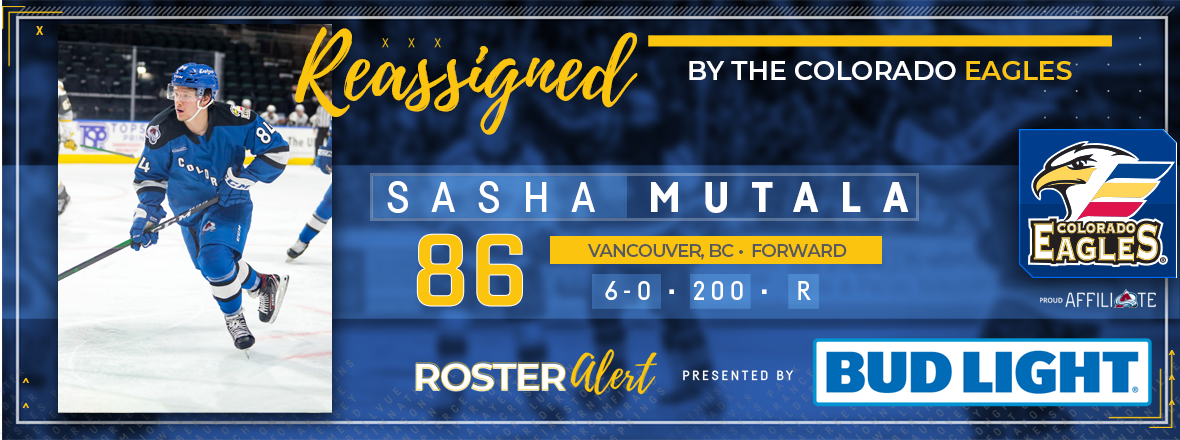 Mutala Reassigned to ECHL’s Utah Grizzlies 