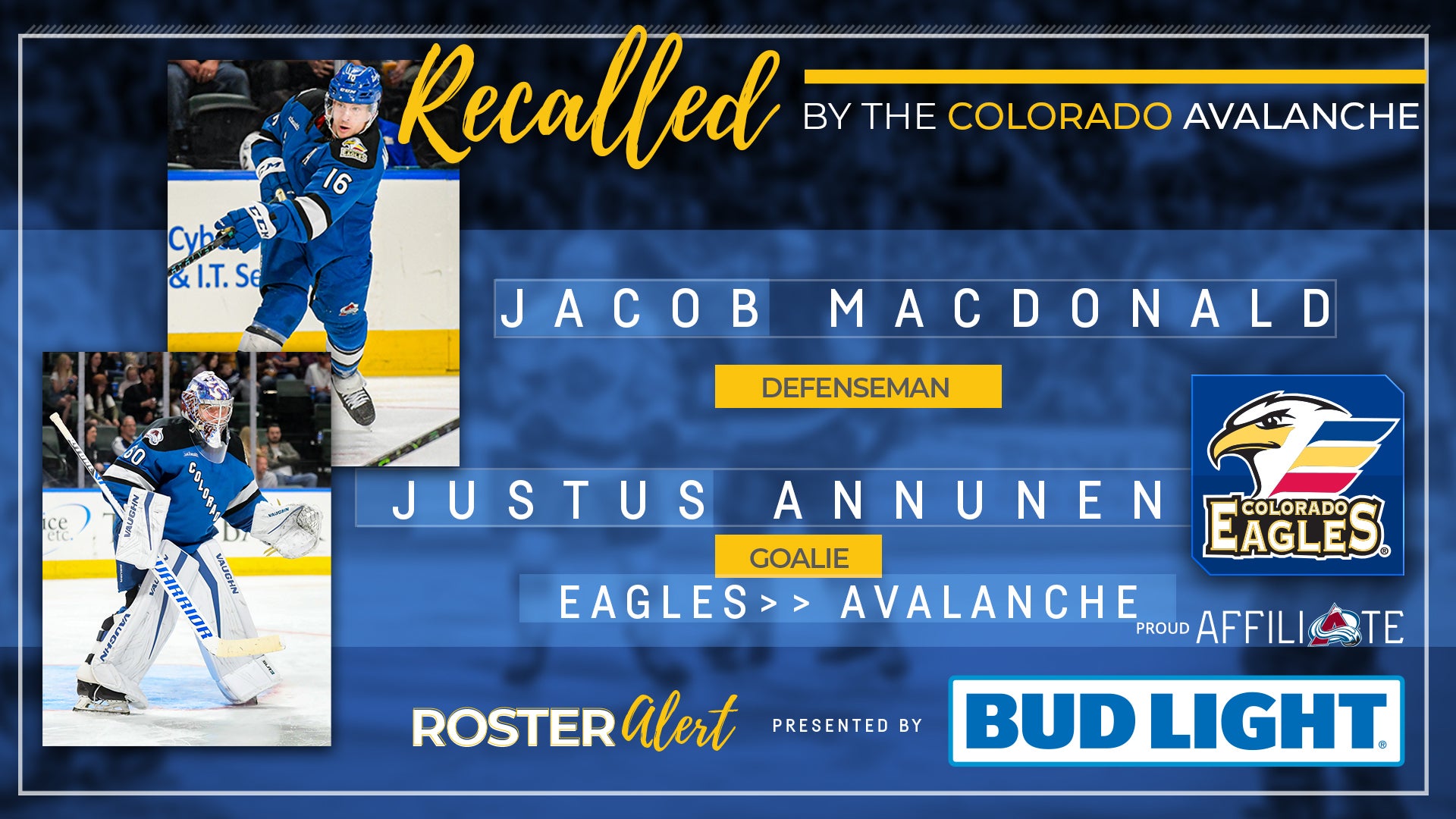 Colorado Avalanche Recall Annunen, MacDonald Colorado Eagles