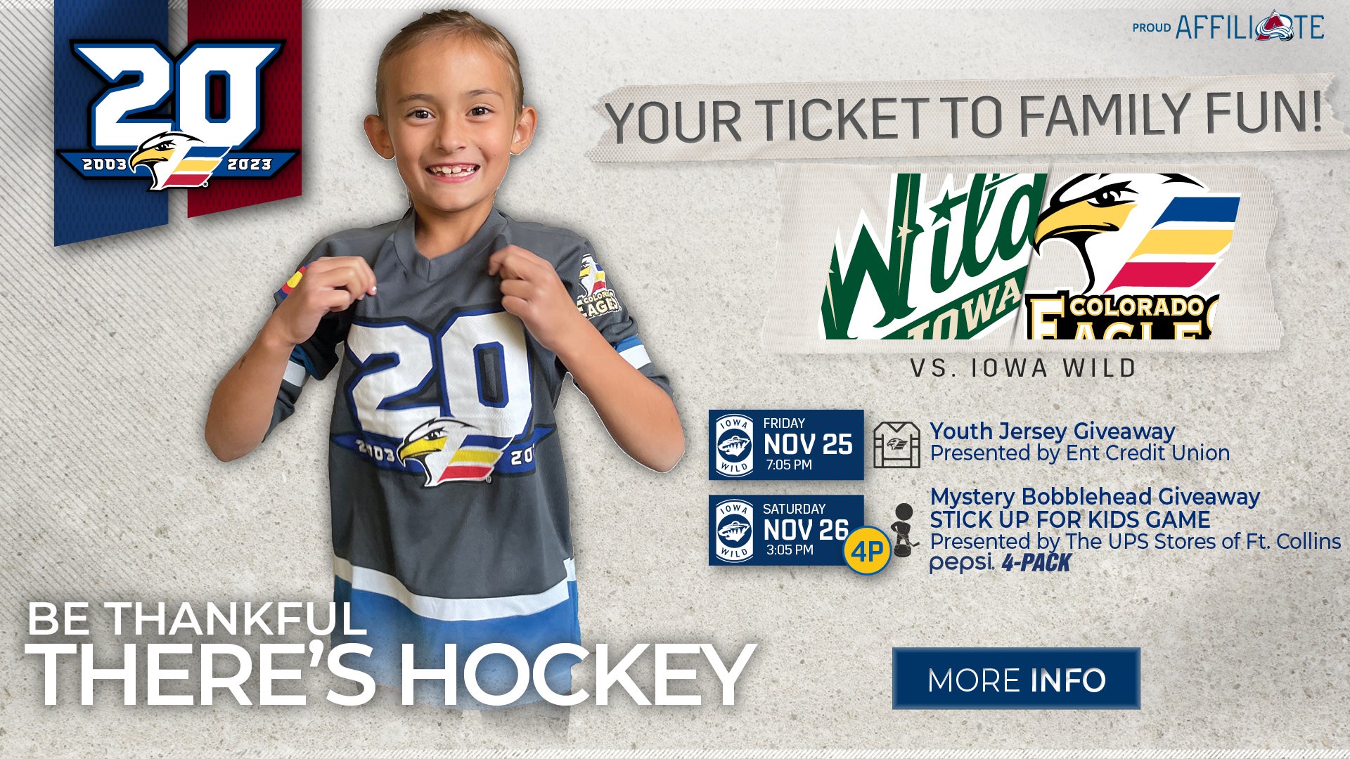 Colorado Eagles - Youth Jersey Night is next week! But we're giving away 4  tickets right now!!! Like & Tag the people you'd bring to the game for a  chance to win!